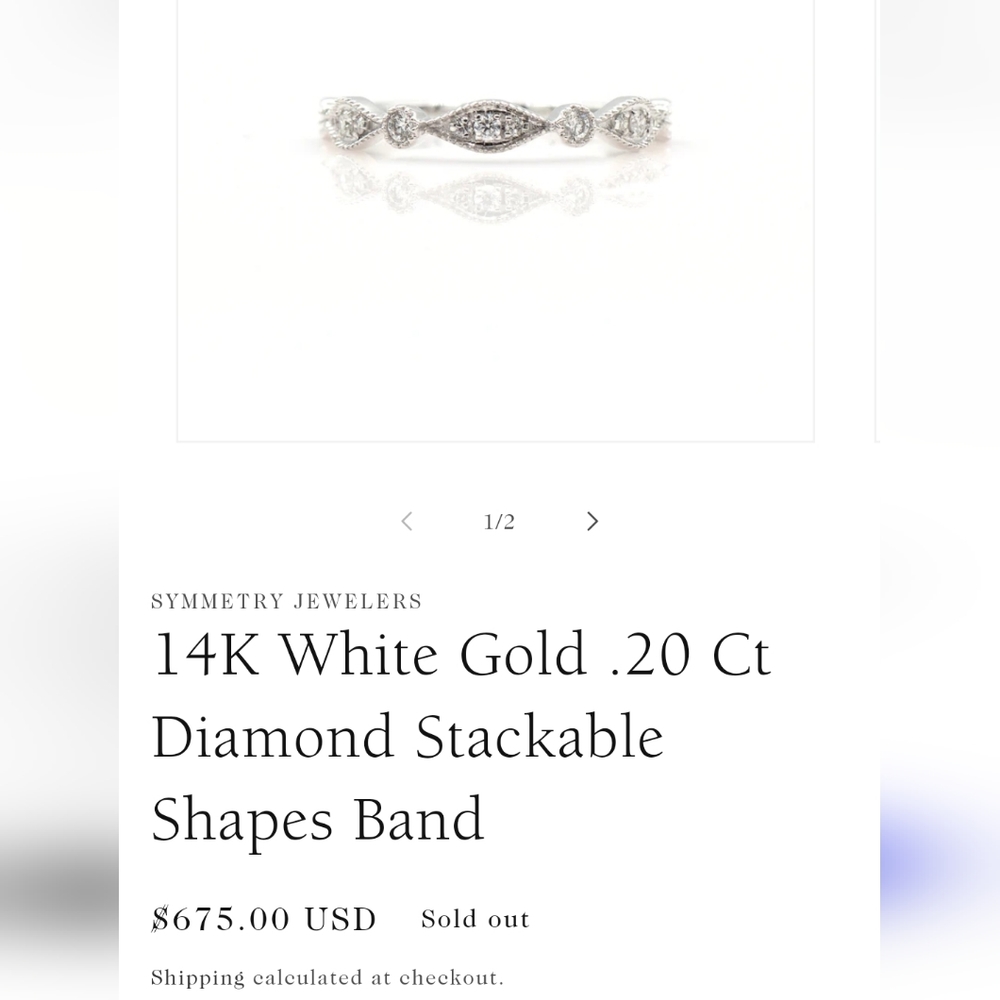 14k White Gold Ring 1/5 Ct Diamond Milgrain Wedding Band - Picture 12 of 12